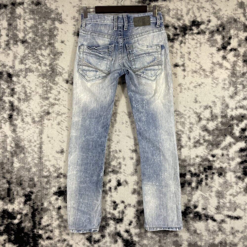 BKE Aiden Jeans Mens Size 27L Distressed Buckle Fade Cowboy Rockabilly Light Was - Picture 2 of 13